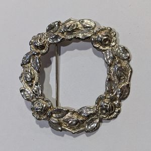 Vintage Silver Rose Wreath Brooch